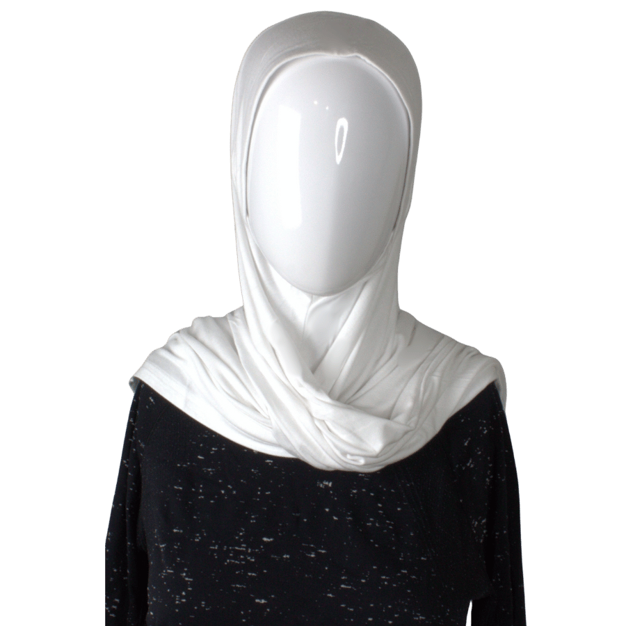 Instant hijab in white.  This is made from premium Japanese jersey material and it's designed for ultimate comfort throughout the day | Lina Zibdeh