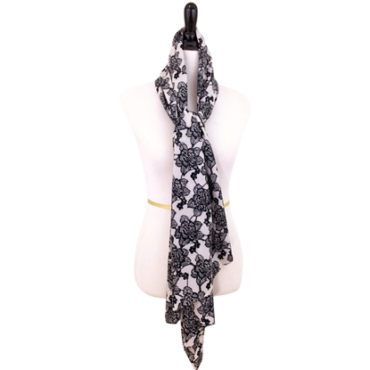 Picture of Black & Beige Floral Scarf - Maxi