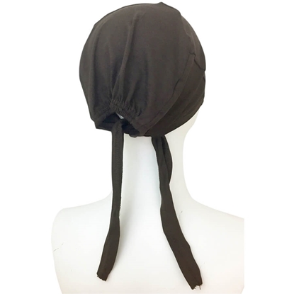 Picture of Hijab Brown Tie Back Bonnet - Turlu Fabric