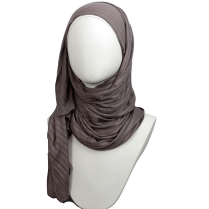 Picture of All in One Kuwaiti Hijab - Stripes Neutral Brown