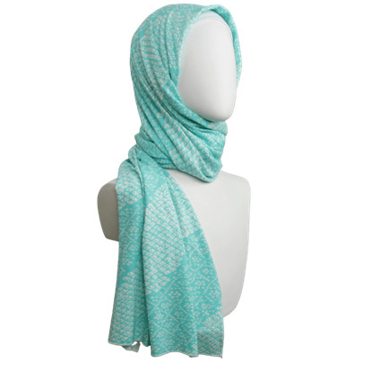 Picture of Aqua Green Patterned Jersey Hijab  - NEW